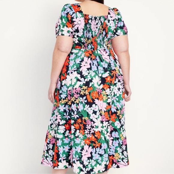 NWT OLD NAVY Puff-Sleeve Midi Swing Dress Color: Multi Floral SIZE SMALL - Picture 3 of 4